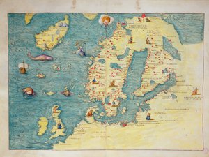 Nord-Europa, fra et verdensatlas på 33 kart, Venezia, 1. september 1553 (blekk på vellum) (se også 330952)